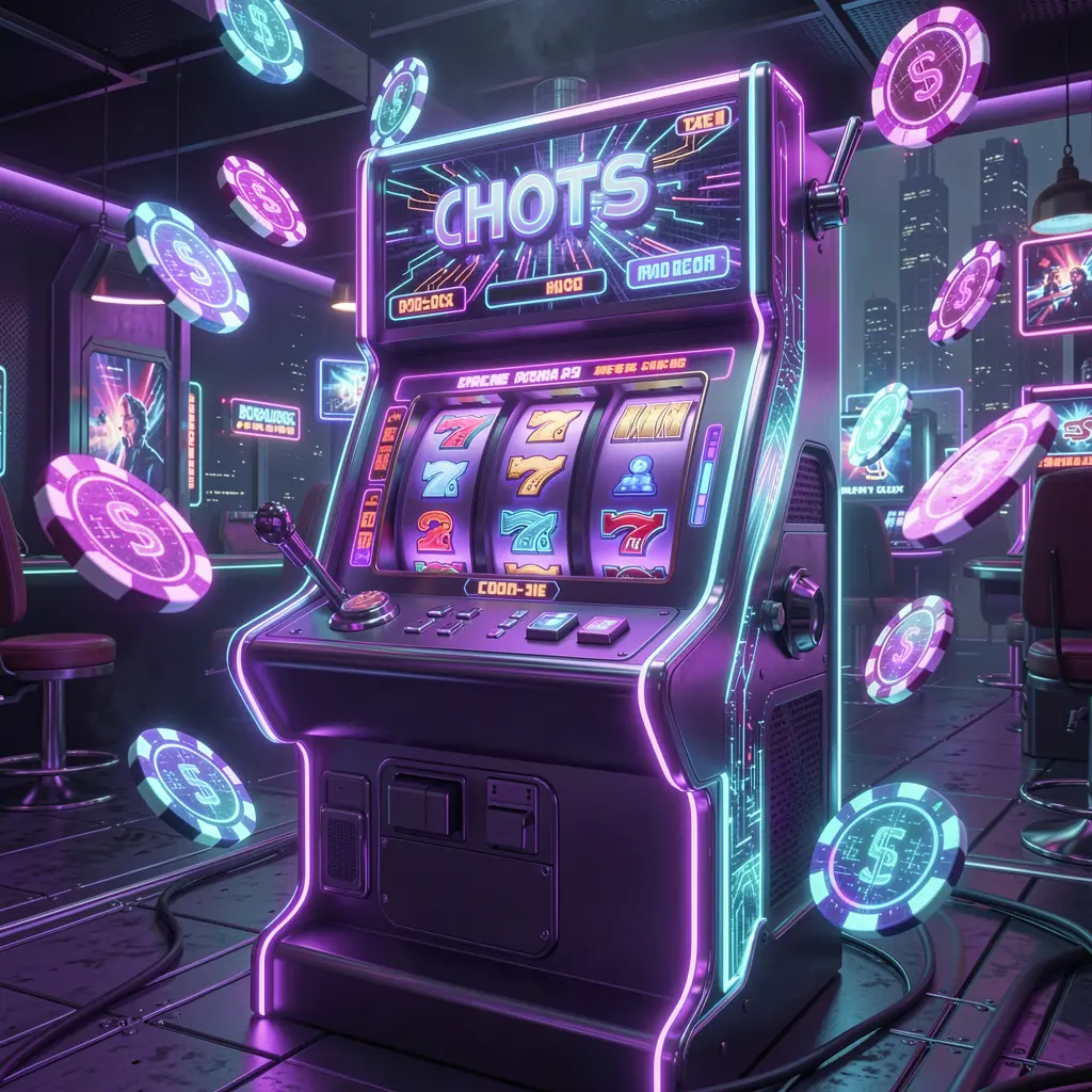 Modern casino slot machine with glowing reels and flying coins representing the premium online slot experience at FU888 for Malaysia